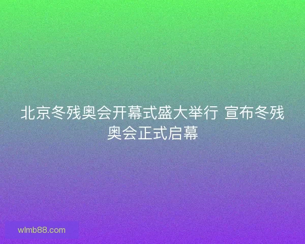 北京冬残奥会开幕式盛大举行 宣布冬残奥会正式启幕