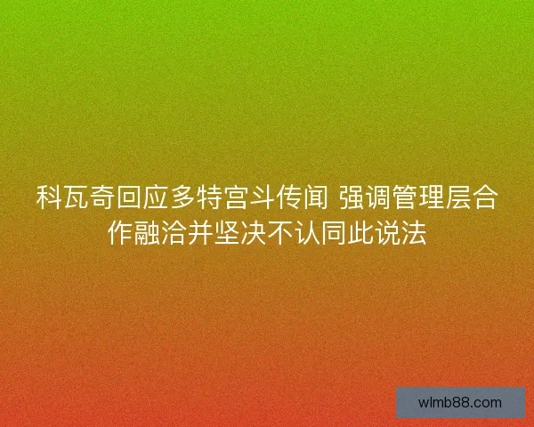 科瓦奇回应多特宫斗传闻 强调管理层合作融洽并坚决不认同此说法